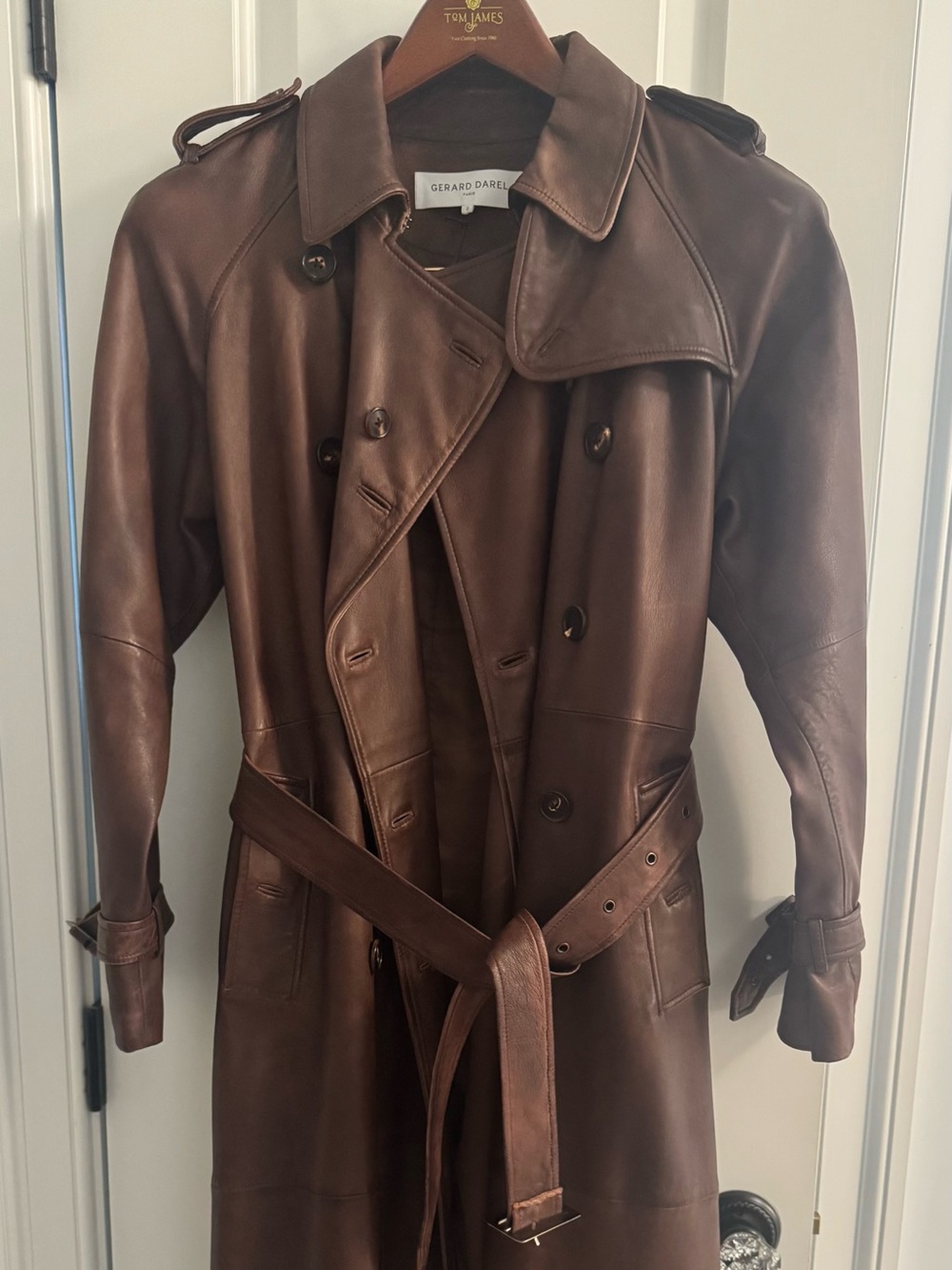 Gerard Darel Women’s Chocolate Brown Leather Trench Coat